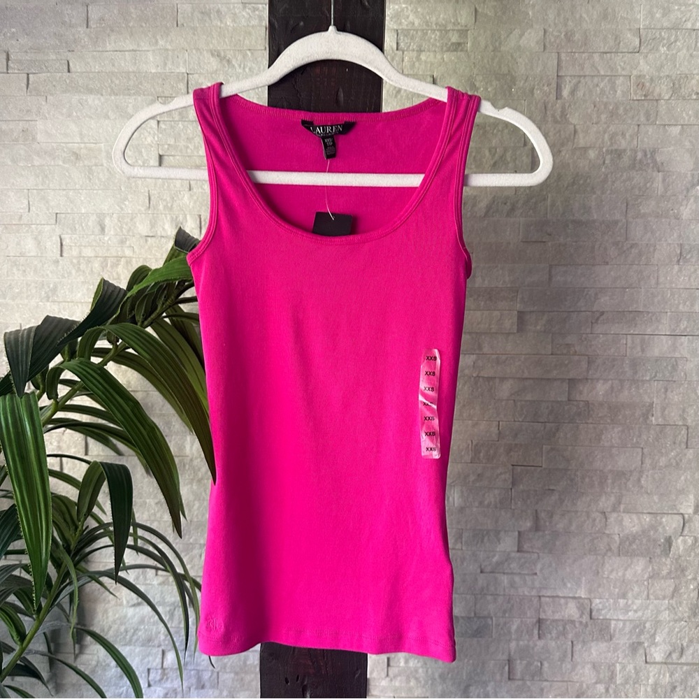 Lauren Ralph Lauren Fuschia Pink Fitted Sleeveless Tank Top Size XXS New Tags